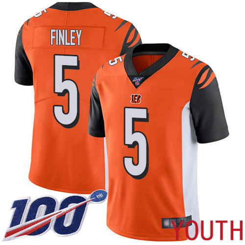Cincinnati Bengals Limited Orange Youth Ryan Finley Alternate Jersey NFL Footballl #5 100th Season Vapor Untouchable